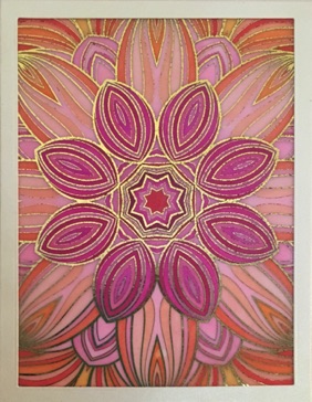 Arches Mandala
(pink & orange with gold foil)
Card